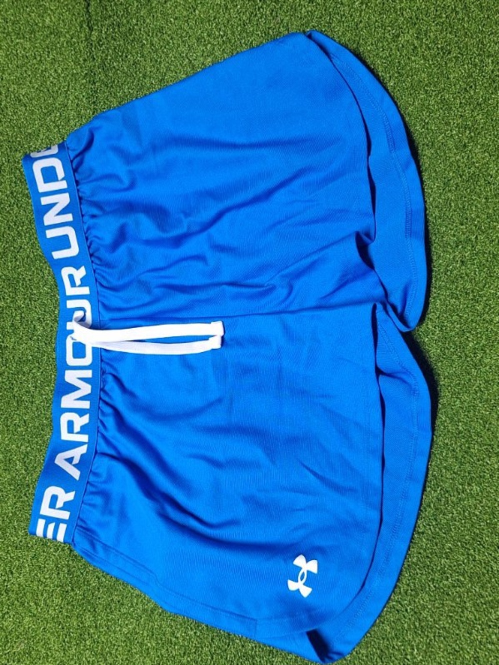 Under Armour Bright Blue Athletic Shorts with White Drawstring